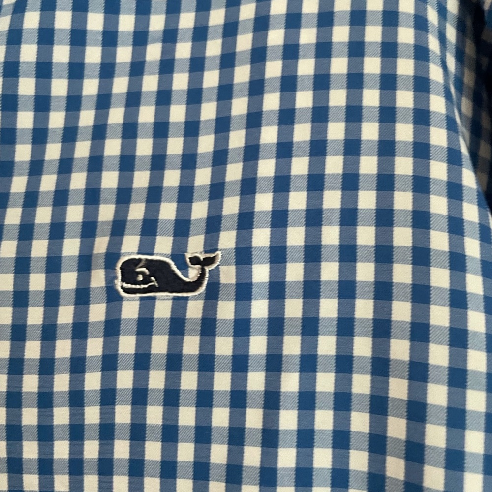 Blue Checkered Button Down Vineyard Vines - image 6